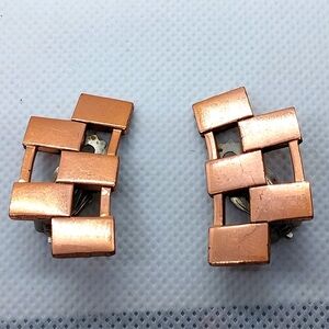 Vintage Renoir Copper Art Deco Hinge Clip-on Earrings
